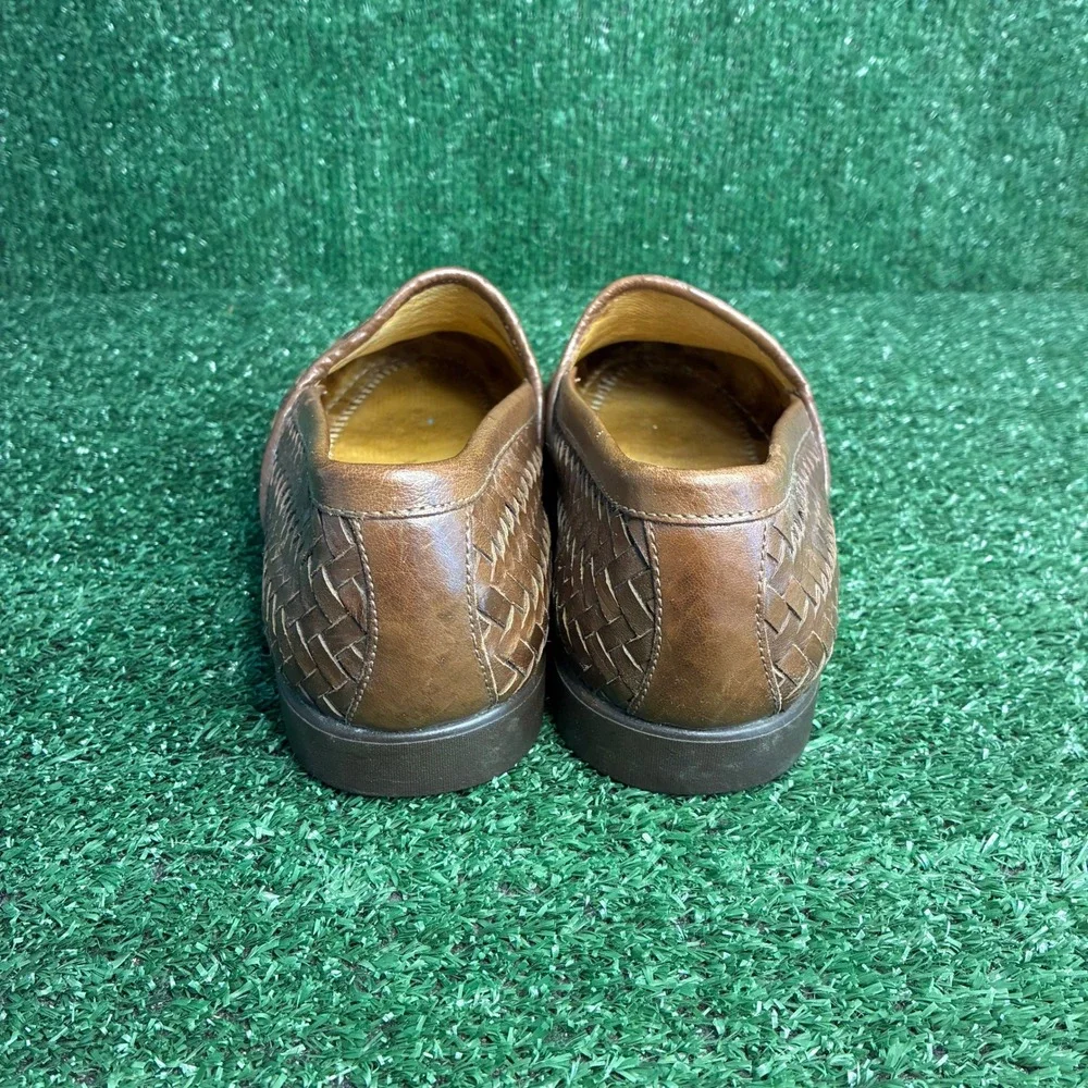 Bally Forino Woven Leather Slip On Loafer Italian Dress Shoe Brown Mens 9.5 D